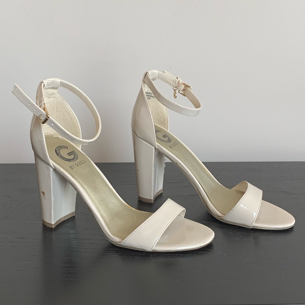 G by Guess Nude/Pale Strappy Block High heel